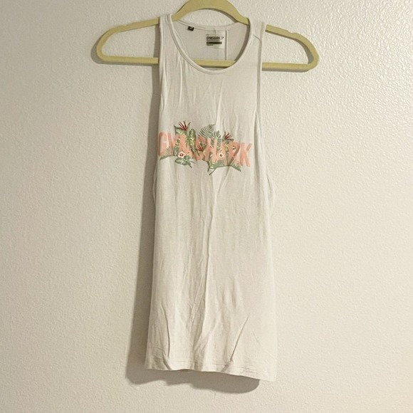 GYMSHARK Women's White Longline Sleeveless Split Slit Back Tank Top Size XS - Picture 3 of 8